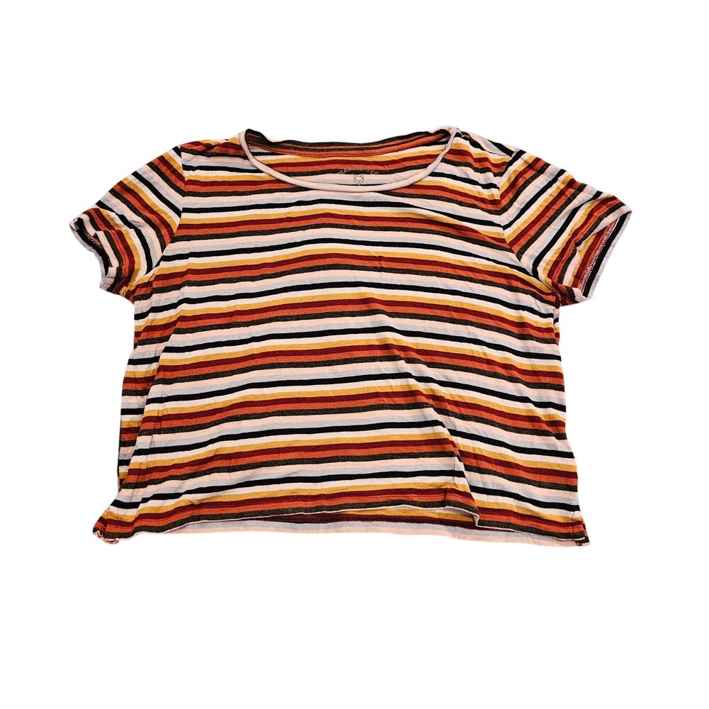 Prince & Fox Striped Cropped Tee Women’s Small Multicolor Short Sleeve Casual